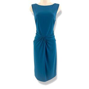 American Living Teal Sleeveless Draped Sheath Dress Size 14 Classy Office Career